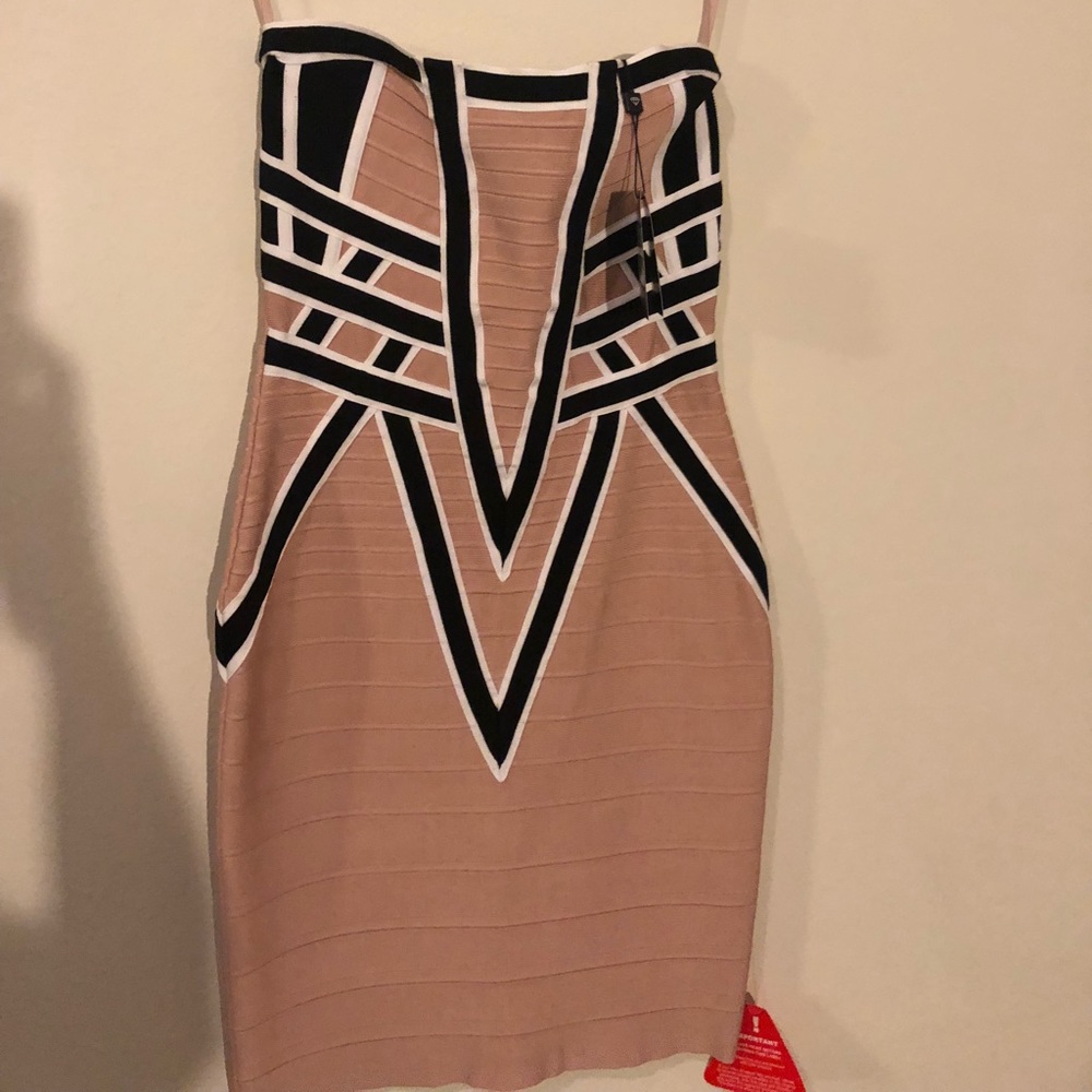 Forever Unique Nude Colorblock Bodycon dress